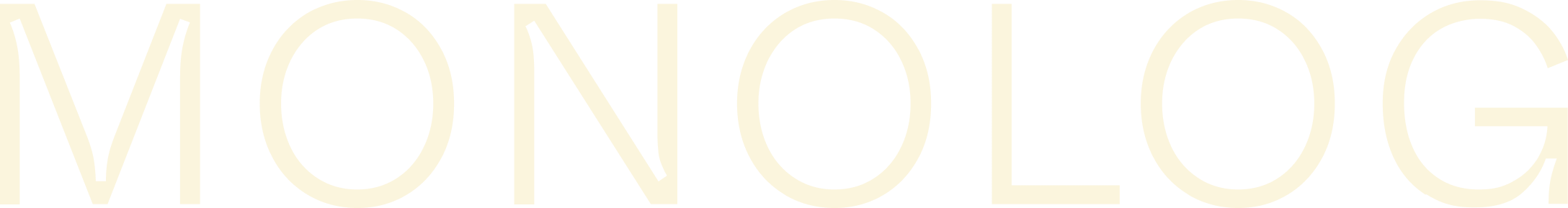 Logo MONOLOG en lettres beige pâle sur fond noir